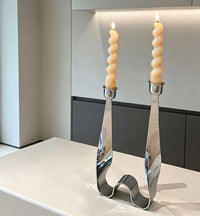 Modern Stainless Steel Single or Double Head Candle Holder Silver Decorative