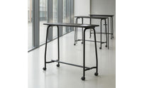 Mobile Training Desk Black Metal Frame Rectangular Training Desk Flat Tabletop Mobile Conference Table for Classroom