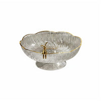 Drainage Design Pedestal Fruit Bowl Modern Design Petal Shaped Snack Dish Detachable Base Hollow Centerpiece Dish Rust-Proof for Office, Living Room, Party