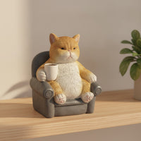 Cat Figurine with Solar Light Decorative Tabletop Ornament Small for Balcony