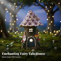 Auto On/deactivate Resin Treehouse Figurine Wireless Solar Fairy House Light Weatherproof for Yard, Patio, Balcony