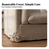 3-Seater Upholstered Sofa Removable and easy-clean Cover 3-Seater Skirted Settee Wabi-Sabi design Living Room Seating for Renters, partners, Bedroom, Den