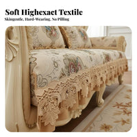European Design Patterned Couch Cover Dirt-Resistant Laced Floral Sofa Mat Non-Slip Slipcover Printed Pattern for Interior Decor Enthusiasts, Homeowners, Parents, Living Room, Lounge Area