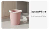 Lidless Striped Trash Can Uncovered Top Plastic Wastebasket with Pressure Band Plastic Garbage Can Easy to Clean for Kitchen