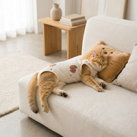 Cat Recovery Suit with Fasteners, Patterned Post Surgery Clothes for Kittens, Spay Neuter Suit with Short Legs, Breathable Vest to Stop Licking