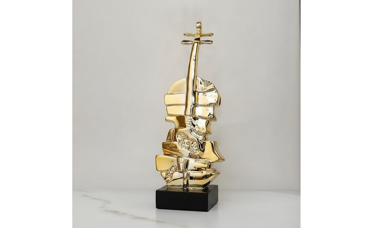 Violin Sculpture Electroplated Abstract Violin Statue   Abstract Sculpture for Art Collectors