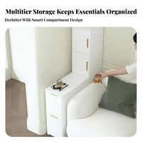 With casters Wheeled Sofsemi-circular-Table Mobile Design C-Shaped Rolling Table Light Luxury aesthetic Storage Cabinet Space-Saving for Apartment Dwellers, residents, Home Office Workers, Living Room, Small areas, Bedroom