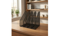 File Sorter with Four Compartments Compact Desk Organizer with 4 Compartments Freestanding Desktop Storage Rack for Office
