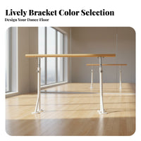 Floor Mounted Dance Barre Professional Grade Double Dance Barre Steel Core Reinforced Leg Stretching Bar for Dancers, Beginners