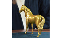 Brass Horse Figurine Gold-Toned Home Decor Craft Piece for Office Display