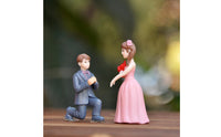 2 Pieces Romantic Bride and Groom Figurine Meaningful Keepsake Bride and Groom Figurine Set Adorable Wedding Couple Cake Topper Whimsical Design for Couples, Bakers, Engagement Party, Fairy Garden