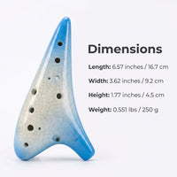 12 Hole Alto Instrument, Ceramic Flute for Beginners, Musical Instrument Gift for Adults, Ocarina with Neck Strap and Music Sheet