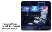Ergonomic Design Reclining Gaming Chair with Footrest Adjustable Height High-Back Reclining Task Chair 360-Degree Swivel Computer Seat Padded Support for Gamers, Students, Teenagers, Dormitory, Game Room, Studying, Relaxing