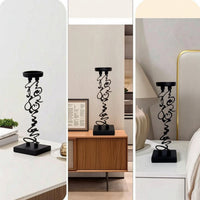 Candle Holder with Square Base Black Metal Candle Holder Candlestick Holders Abstract Candlestick Stands Calligraphic