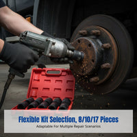 Heavy Duty Impact Socket Set, Air-Powered Extended Socket Head, Polished Molybdenum Steel, Wheel Shaft Removal, Mechanical Repair