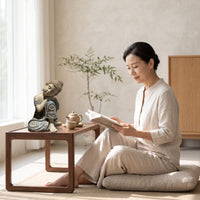 Zen Sleeping Buddha Figurine Garden Seated Buddha Ornament Relief Sculpture Carved for Tea Room