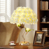 Decorative Rose Table Lamp Warm Light Rose Lamp Floral Gold-Tone for Bedside, Bedroom, Living Room