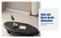 Nordic Cream Oval Pebble Coffee Table, Wabi-Sabi Style, Modern Minimalist, Living Room, Designer Fiberglass Table with Storage