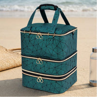 Detachable Nail Polish Organizer Portable Nail Polish Storage Bag Structured Cosmetic Organizer with Compartments Geometric for Manicurists