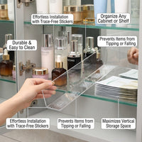 Clear Acrylic Cabinet Divider, Removable Storage for Mirror Under Sink Organization, Transparent Shelf for Vanity