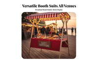 Space-Saving Wooden Market Stand with Canopy Easy Assembly Foldable Market Stall Versatile Wooden Vendor Booth with Awning Multi-Purpose for Entrepreneurs, Small Business Owners, Promotional Events, Street Vending, Craft Fairs, Trade Shows