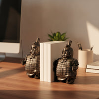 Terracotta Protector Bookends Metal-Like Bookends with Rectangular Base Vintage Bookend Pair for Collectors, Bookshelf, Office, Study Room