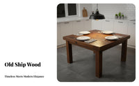Reclaimed Boat Wood design 4-Person Square Wooden Table Set Space-Saving Home Furniture Minimalist Design long-lasting Sturdy for Apartment Dwellers, Families, Homeowners, Small Spaces, Dining Room, breakfast corner, Restaurant
