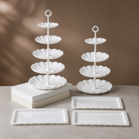Tiered Cake Stand, Serving Stand with Platters, High Tea Stand, Pre-Assembled Resin for Dessert Display, White