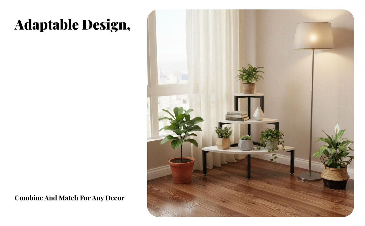 Multitier Design Tiered Ladder Shelf Floor-Standing Flower Rack Freestanding Plant Stand Corner-Fit for Apartment Dwellers, Gardeners, Homeowners, Balcony, Living Room, Indoor, Garden