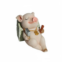 Resin Pig Figurine Artisanal Appearance Cute Pig Ornament for Flower Pot