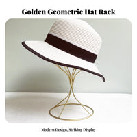 Gold Hat Display Stand Minimalist Design Wireframe Hat Holder Metal Hairpiece Holder Multi-Use Desktop Hairpiece Stand