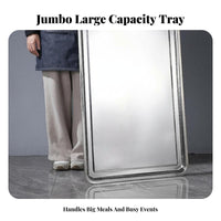 premium Large Rectangular Steel Platter adaptable Shallow Rimmed Pan long-lastinging Serving Tray sturdyDuty for Professionals, Party Hosts, Barbecue, Restaurant, Buffet, Kitchen
