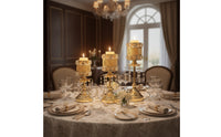 3 Pieces Candlestick Holder with Crystal Beads Decorative Candle Stands Textured Mesh for Mantel Display