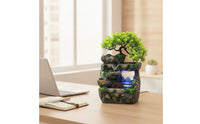 Rock Water Feature with Tree Nature-Themed Tabletop Water Feature Compact for Reception Desk