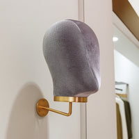 Mannequin Head Display Stand Velvet Covered Wall Attached Mannequin Head Lightweight Hat Display with Metal Hook for Salons