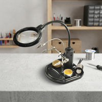 Soldering Station with Magnifier Flexible Helping Hands Soldering Tool Magnifying Glass with Light Lighted for Technicians