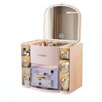 Desktop vanity Case with Mirror and Drawers particle-proofresistant for Skincare Users