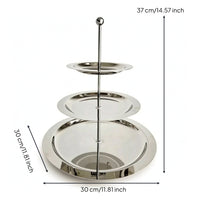 Stainless Steel Serving Plate with Raised Center Mirror Polished Dessert Tray Easy to Clean Cake Platter Food-Grade for Bakers, Buffets