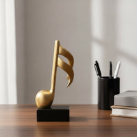Gold Music Note Statue Golden Musical Note Statue Shiny Musical Symbol Decoration Streamlined for Musicians, Living Room, Office, TV Cabinet, Bookshelf