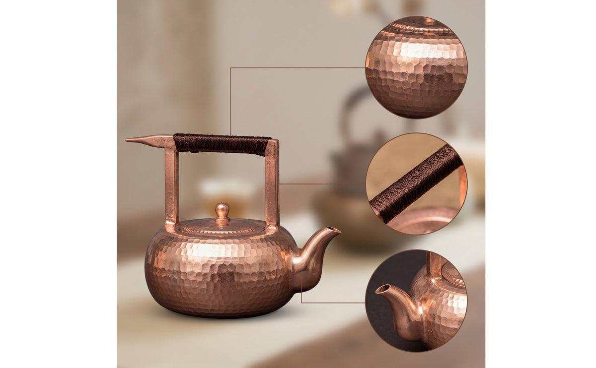 Teapot with Bail Handle Handcrafted Copper Teapot Nostalgic Tea Pot for Teahouse