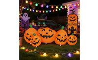 Inflatable Black Cat and Pumpkin Cute Inflatable Cat with Pumpkins Outdoor Halloween Decoration Bright for Lawn