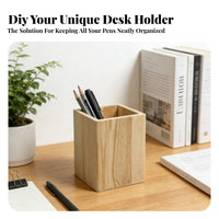 Unfinished Pen Holder Wood Stationery Organizer Versatile DIY Wooden Pencil Cup for Students, Crafters, Home Office