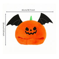 Pumpkin Hat with Wings Spooky Halloween Soft Headwear Jack-O'-Lantern Head Cover Comfortable Pumpkin Head Mask Oversized