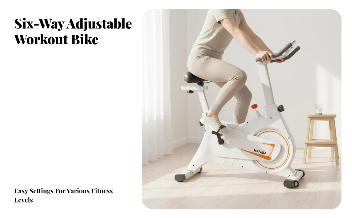 Silent Operation Indoor Exercise Bike Adjustable Handlebars Resistance Bike Heavy-Duty Steel Frame Home Gym Machine Comfortable Padded Seat for Beginners