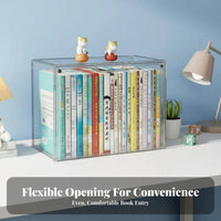 Space-Saving Adjustable Desktop Shelf Easy Assembly Stackable Book Case with Door Multi-Purpose Bookcase Large Capacity for Home Organizers, Office Workers, Homeowners, Study Room, Bedroom, Kitchen