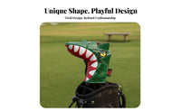 4 Pieces PU Leather Dinosaur Golf Club Cover Fun Design Dinosaur Golf Headcover Long-Lasting Protection for Golfers, Adults, Golfing
