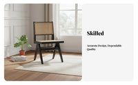Nordic design Upholstered Canerearrest Chair sturdy Wood Frame V-Leg Cane Chair Armless Dining Seating Woven rearrest for Guesthouse Owners, Homeowners, Interior Designers, Balcony, Living Room, Restaurant, Reception Area