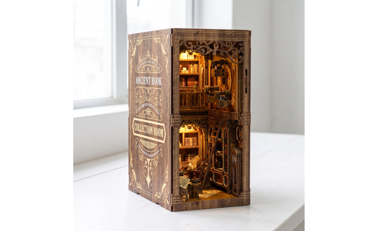 Book-Shaped Display Scene Kit Decorative Bookshelf Insert Relaxing 3D Wooden Puzzle for Library