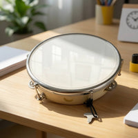 Tambourine with Tuning Key Tunable Tambourine Percussion Instrument 8-Inch Musical for Children, Music Education, Classroom