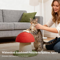 Scratch-Resistant Red Toadstool Cat Tree Sturdy and Stable Toadstool Cat Scratching Post With Dangling Toy Pet Furniture Space-Saving for Kittens, Small Cats, Living Room, Bedroom